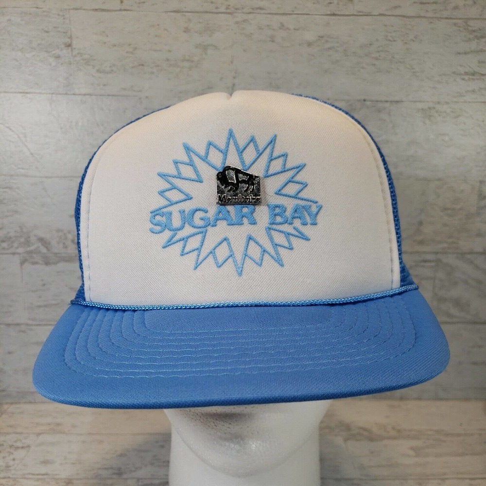 Vintage Sugar Bay Snowflake Trucker Rope Snapback Hat/Cap. With Manatoba pin
